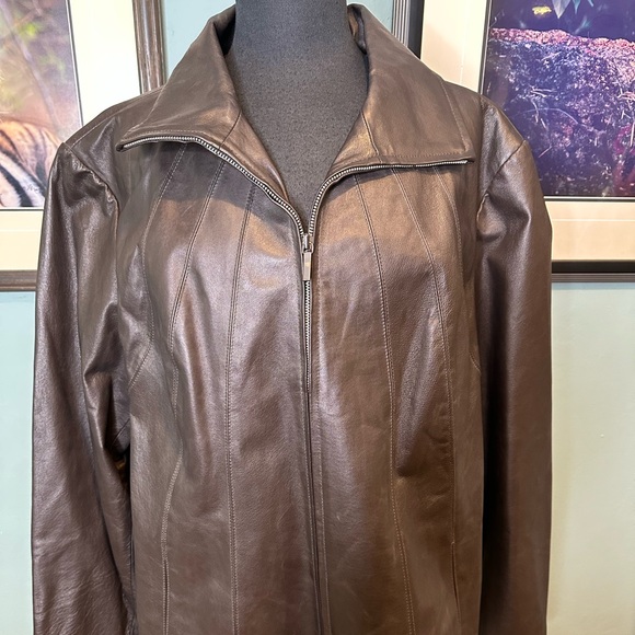 East 5th Dark Brown Leather Jacket Size 3X - Picture 1 of 10